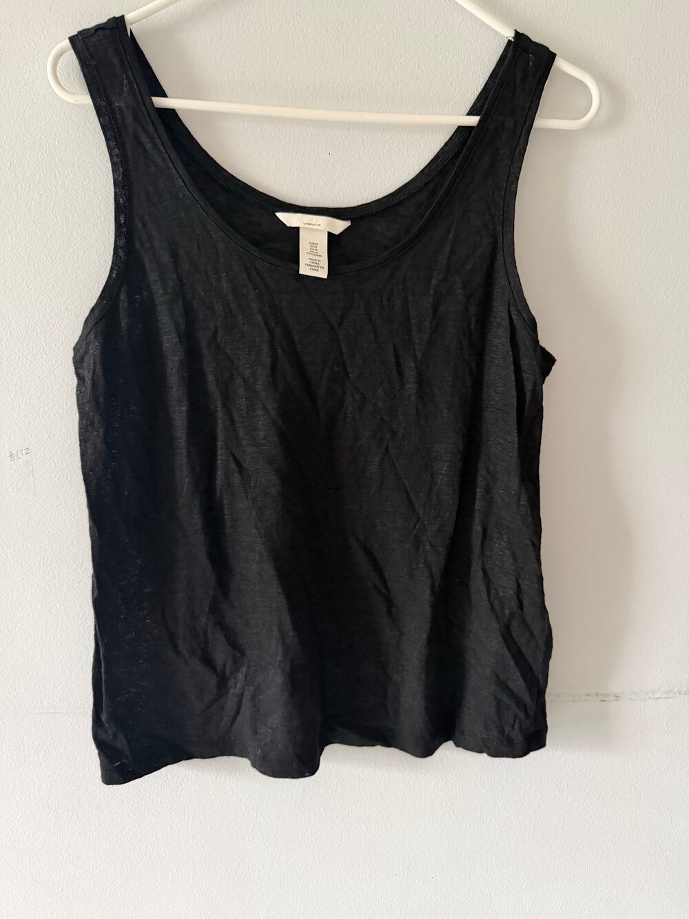H&M Womens Linen Tank Top Size Medium Black Lightweight Summer Capsule Minimal